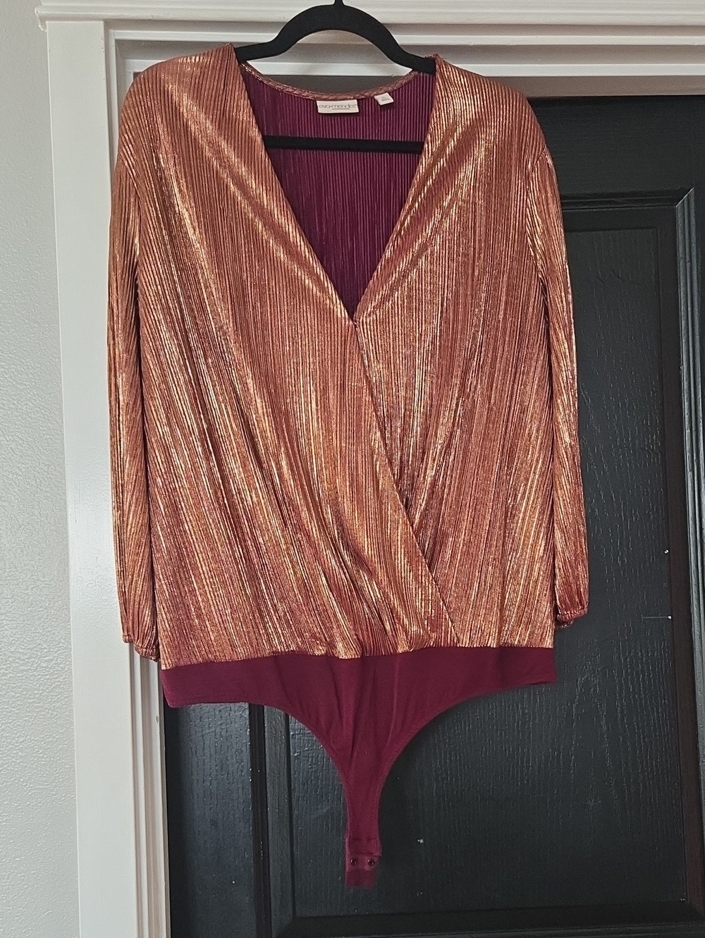 New York & Company Rose Gold Bodysuit Size XL